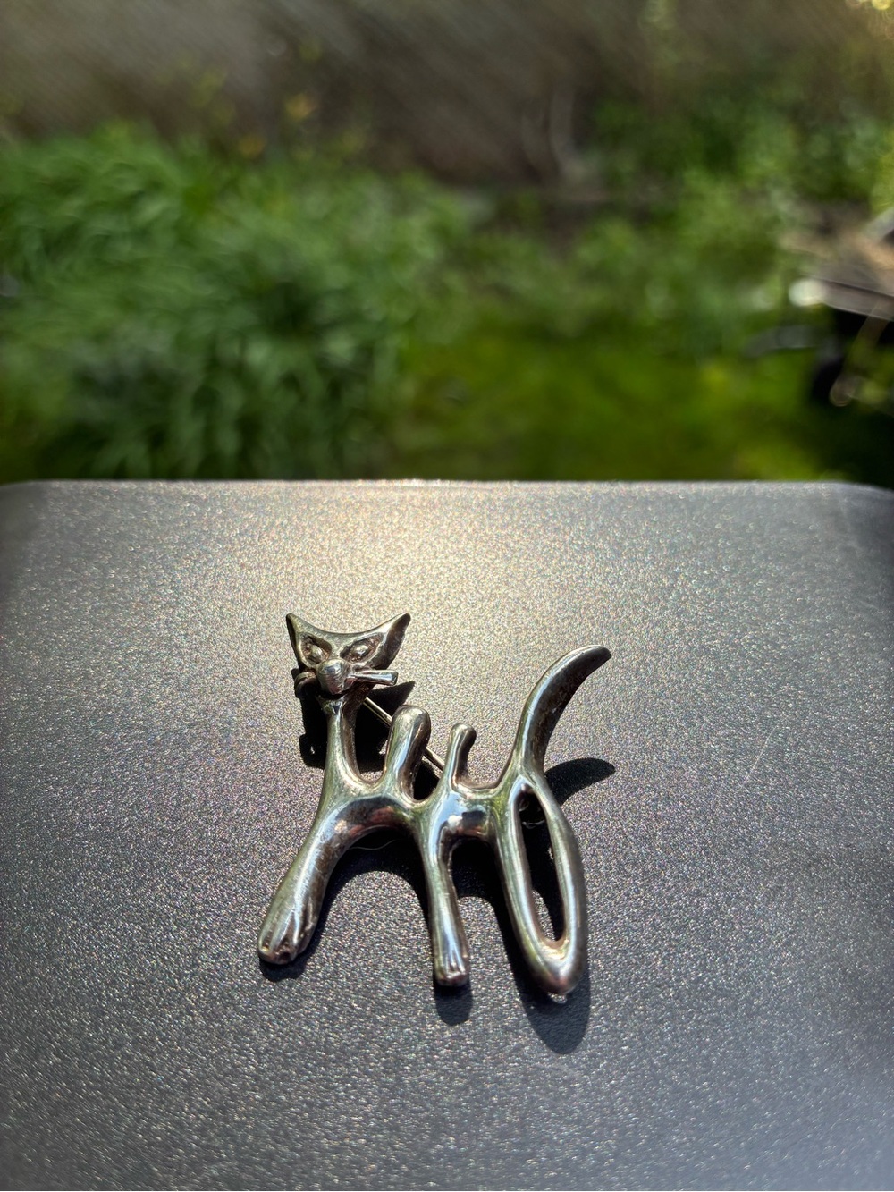 Sterling Silver Modernist Cat Brooch